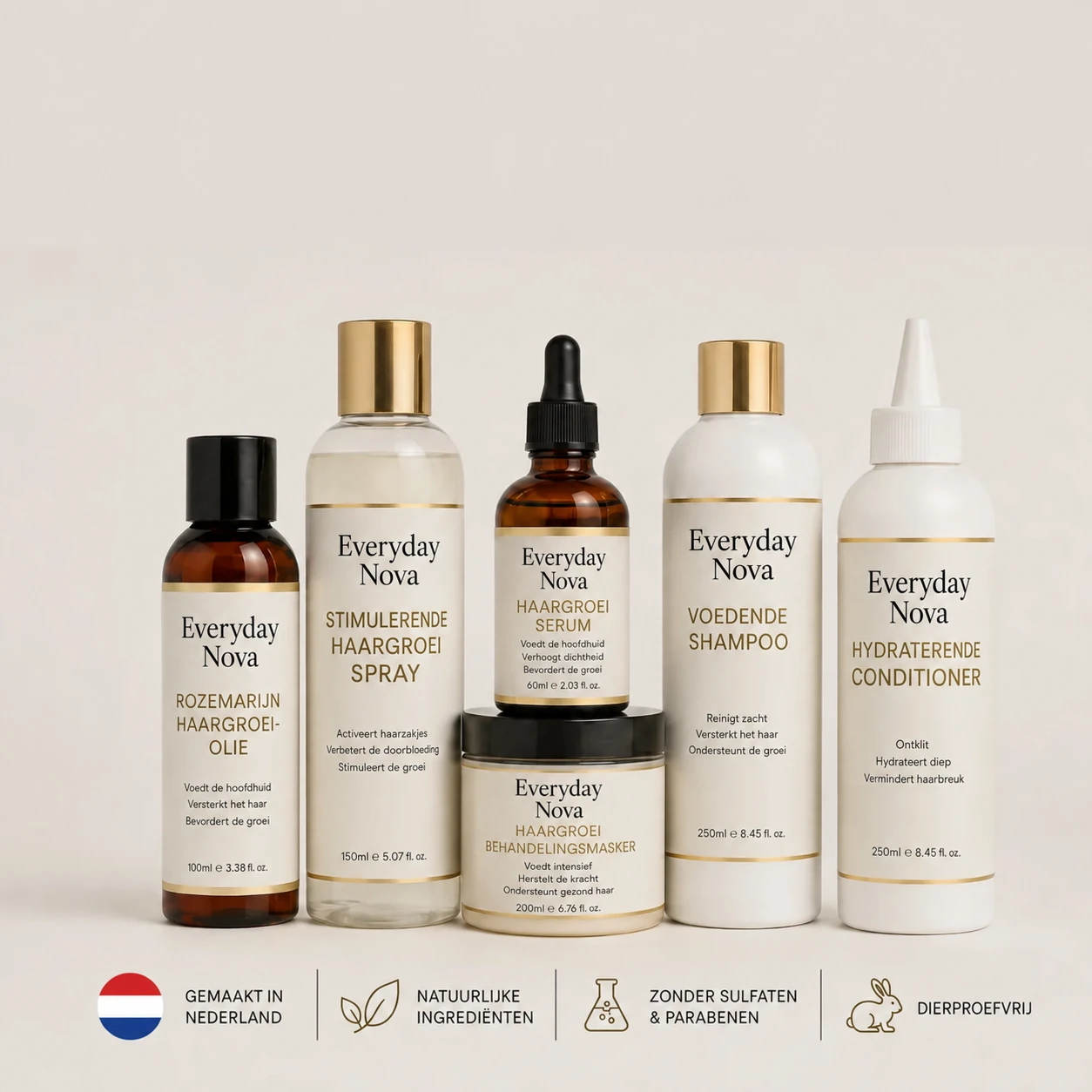 Everyday Nova Healthy Hair Starter Kit met stimulerende spray, serum, shampoo, conditioner, haarolie en haarmasker