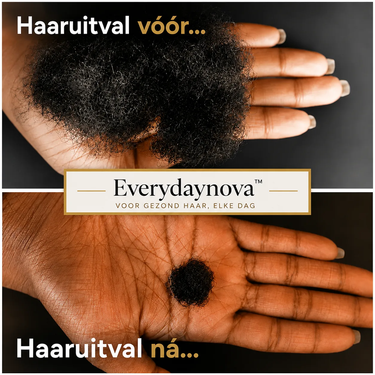 Vergelijking van haaruitval voor en na de routine